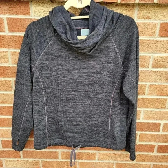 Athleta Pullover Hoodie Sweatshirt Women's Size Small Grey Cinch Waist - Picture 1 of 6
